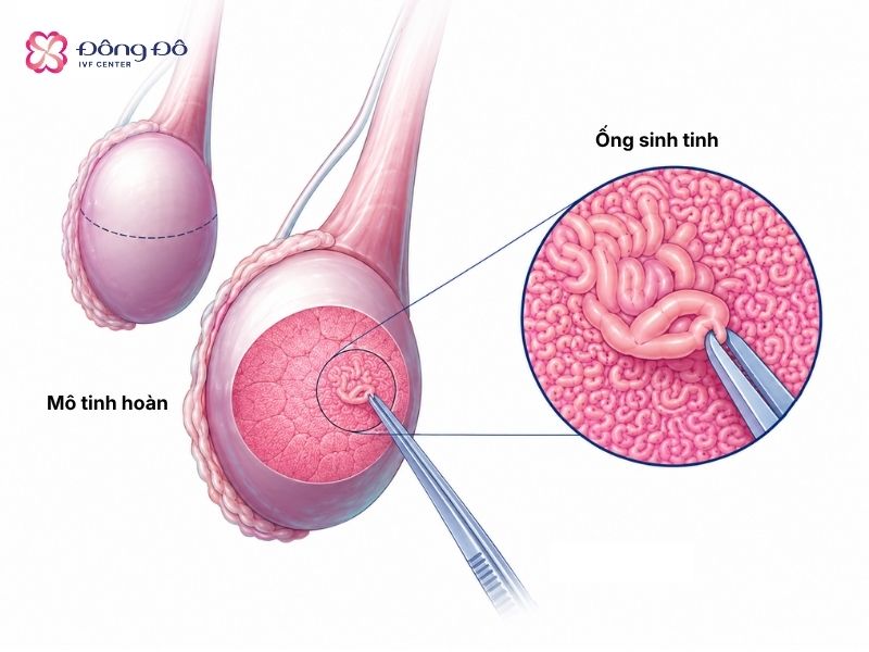 Bác sĩ sẽ tìm tinh trùng ở các ống sinh tinh còn hoạt động 